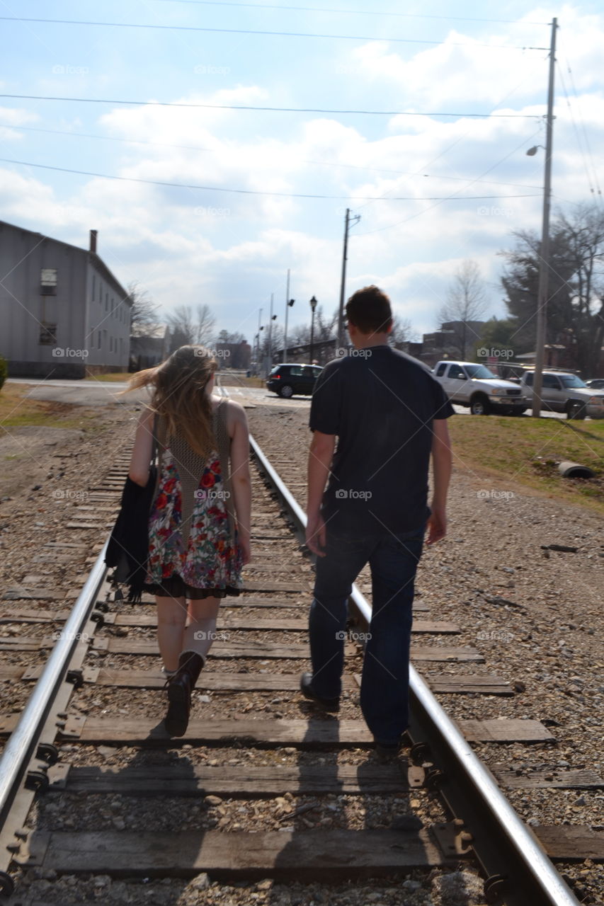 Railway, Locomotive, Road, People, Train