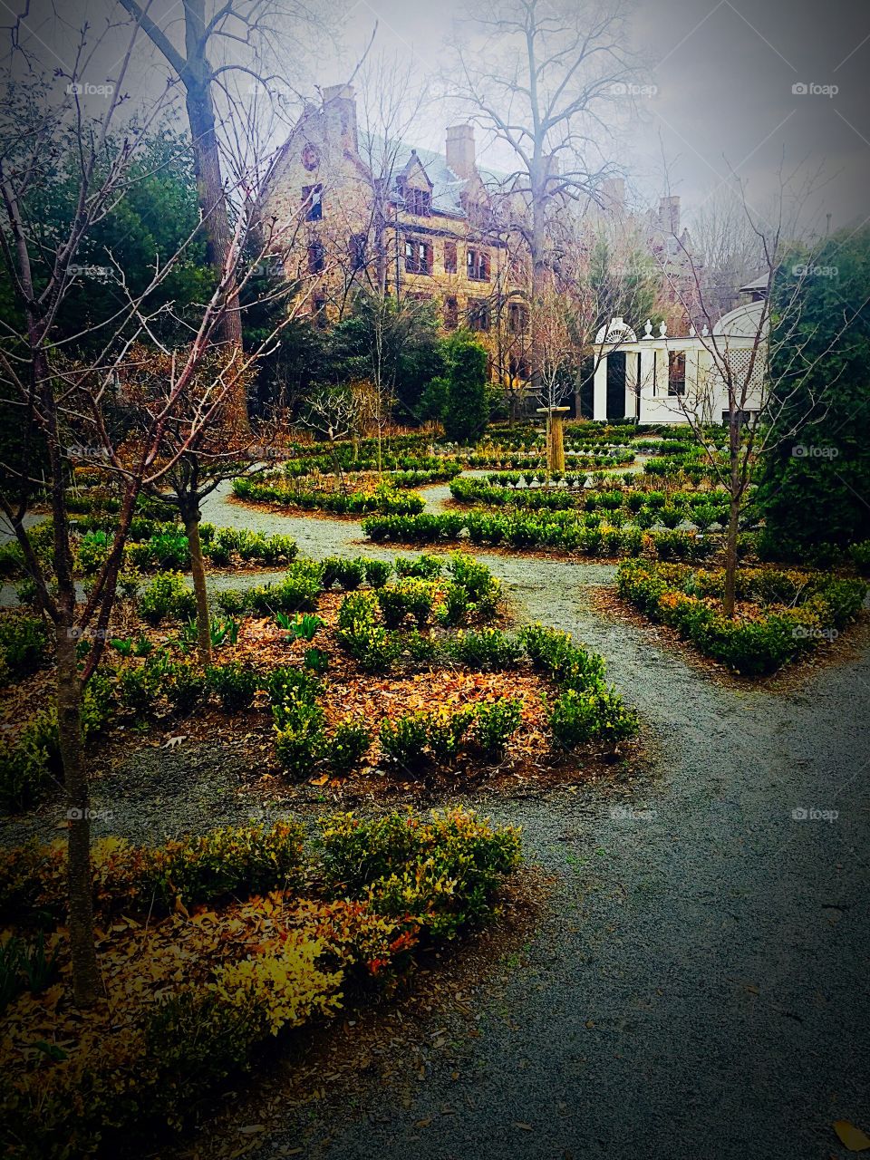 Garden of Henry Wadsworth Longfellow on the Harvard campus in Boston Massachusetts