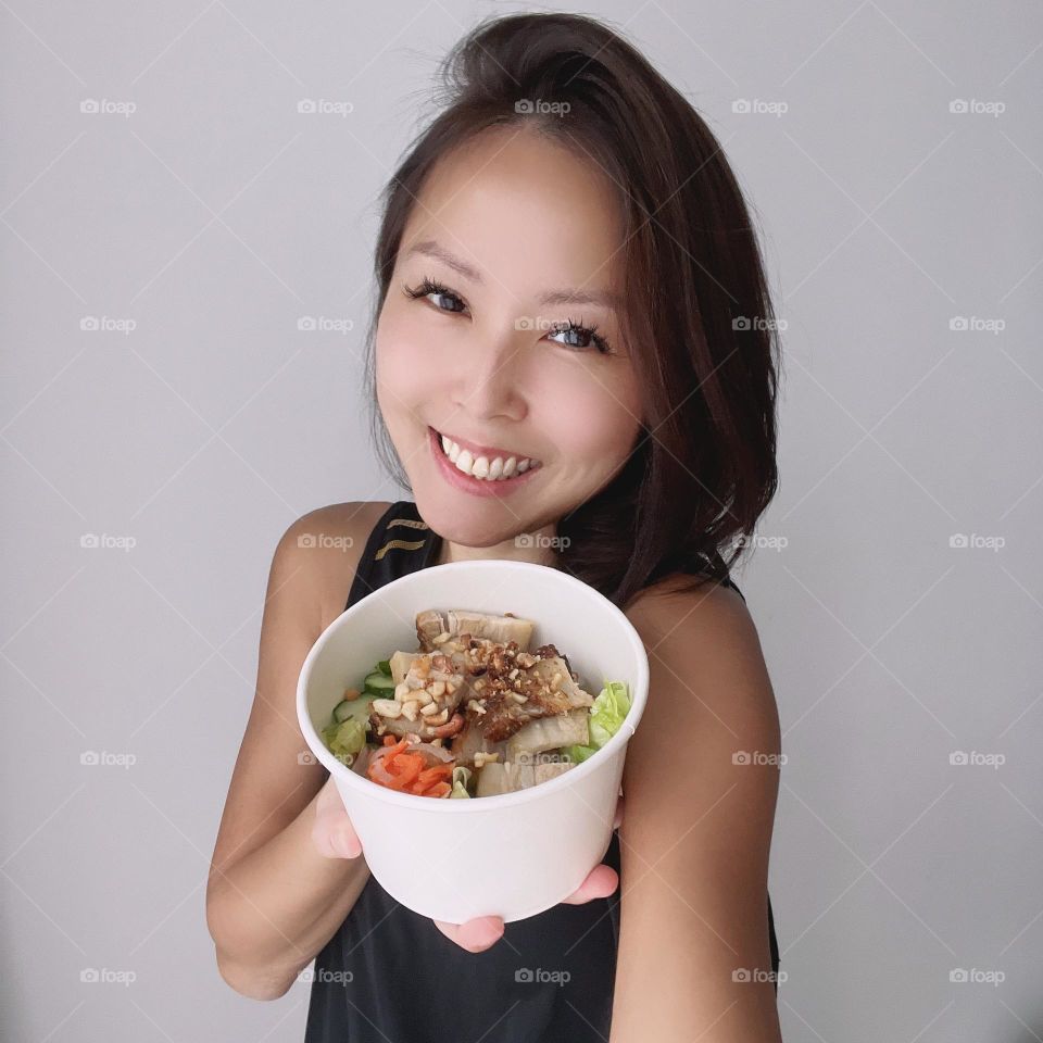 Yummy Vietnamese rice noodle salad bowl