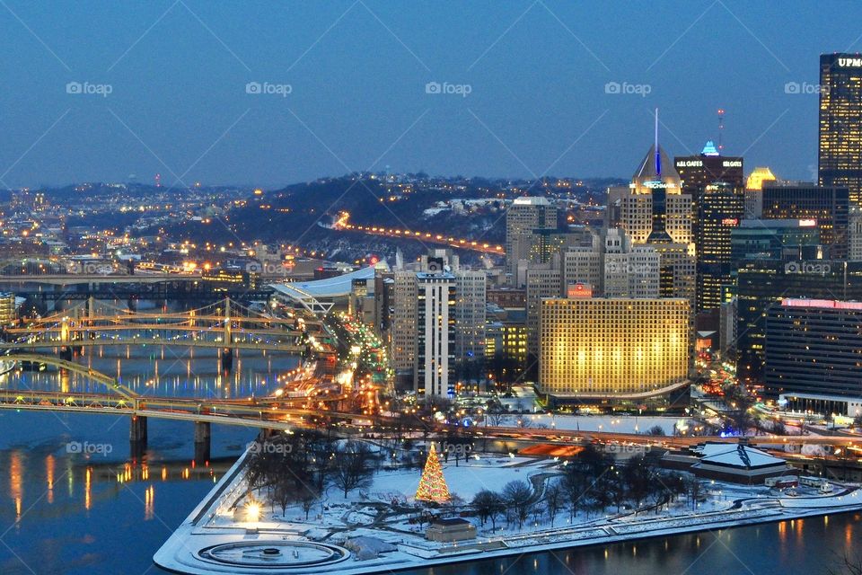 Natural vs artificial light, Pittsburgh PA, Light up night