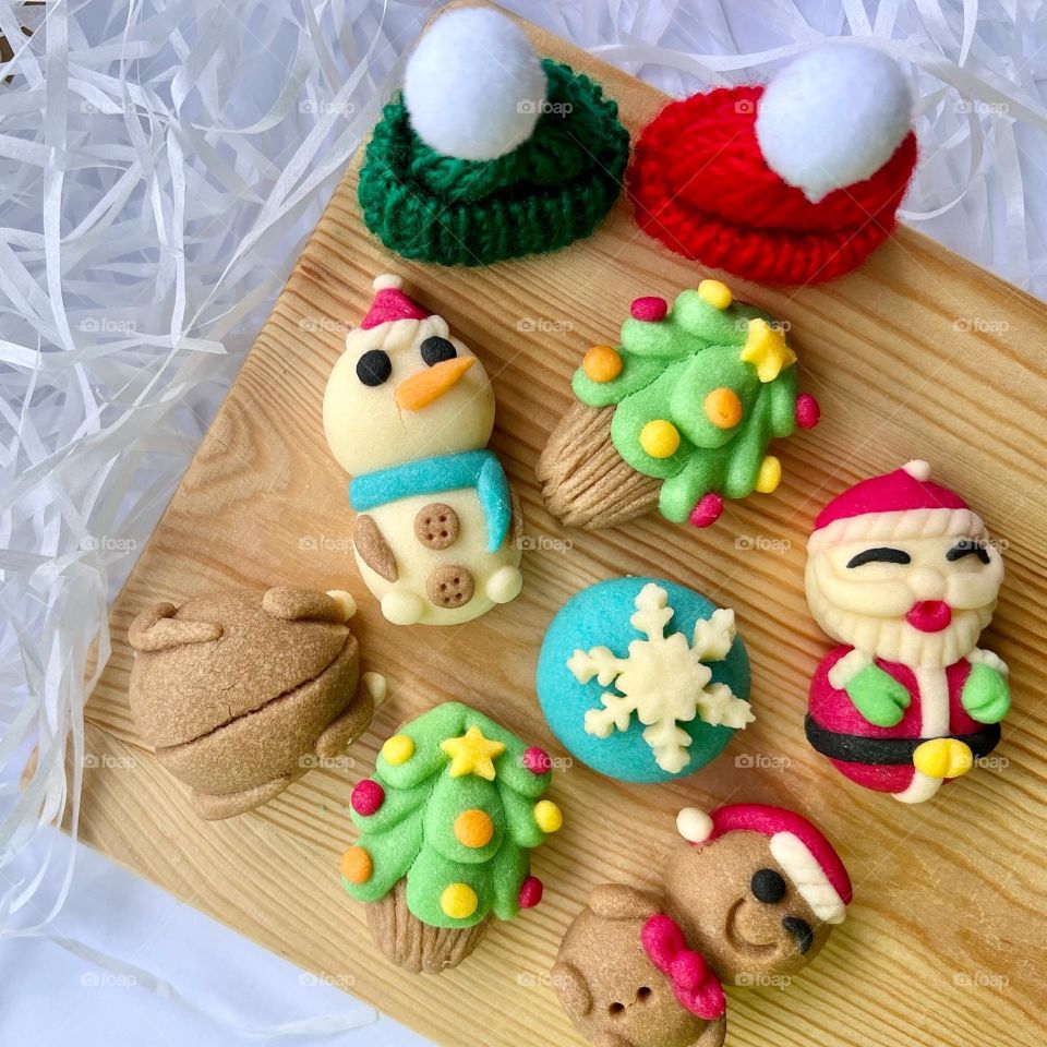 Christmas themed butter cookies in cute characters 