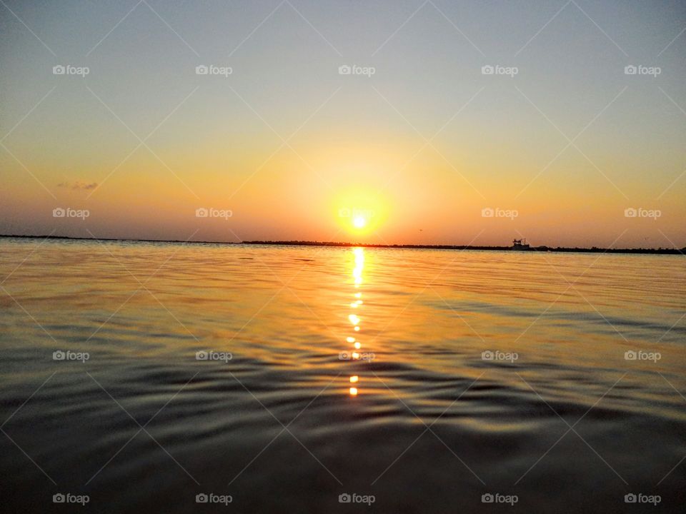 Sunset, Sun, Water, Dawn, Beach