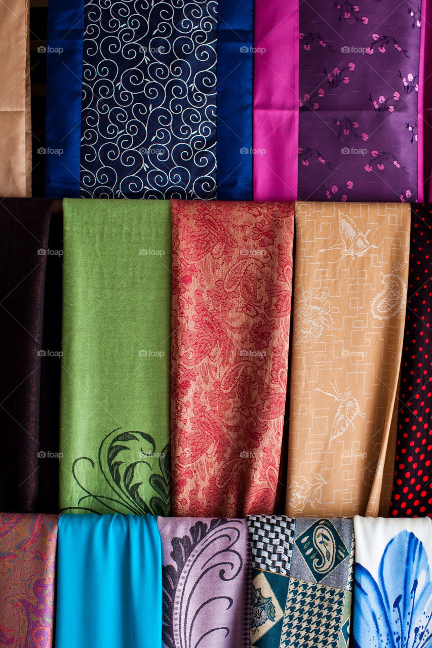 Assortment of Thai silk textiles