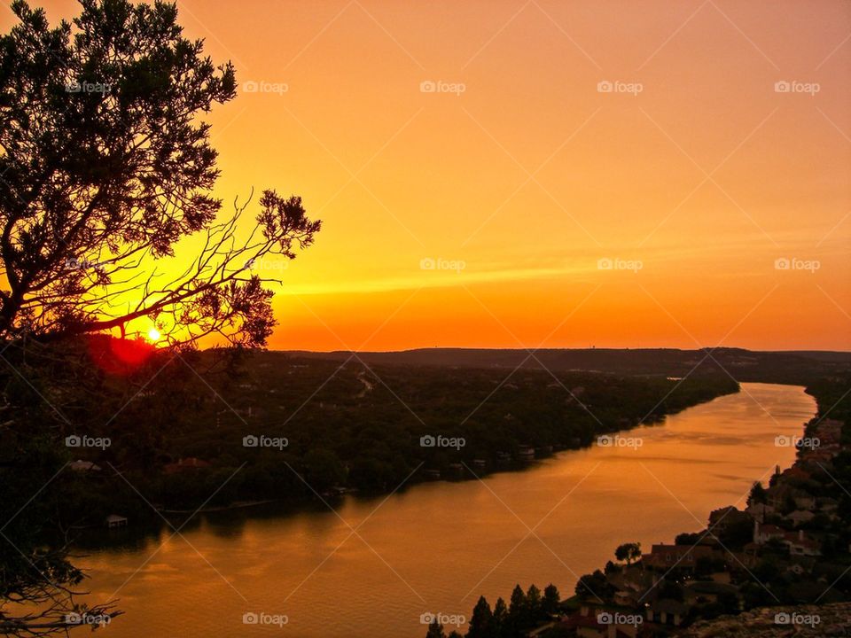 View of mount bonnell at sunset