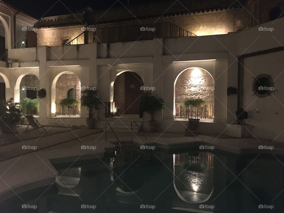 Swimming pool by night