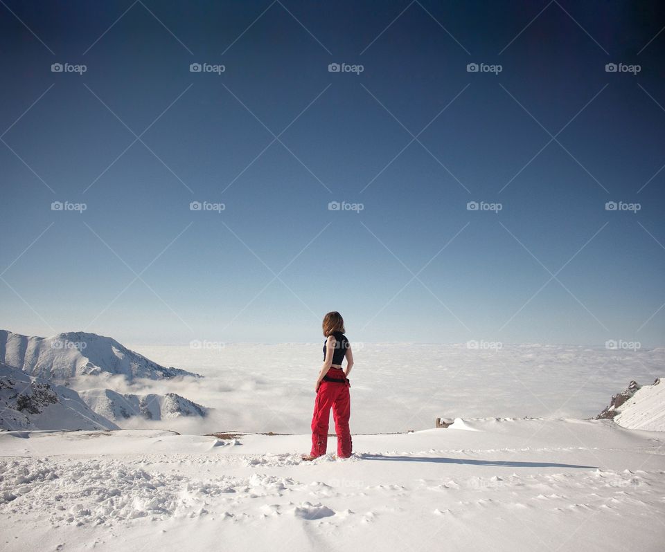 Girl in the mountains at an altitude of 3200 meters