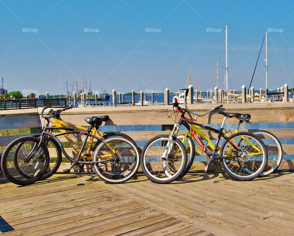 Bicycles on a pier. Bicycles on a pier 