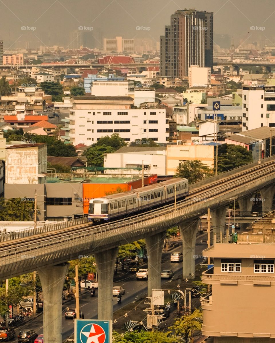 MRT train on the way to Tha Phra Intersection in Bangkok, Thailand 🇹🇭