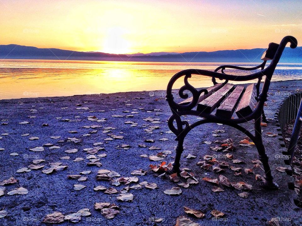 Bench on pier