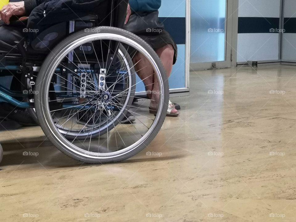 Man in wheelchair in the hospital