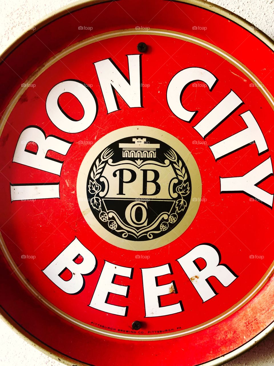 A vintage Iron City Beer tray.