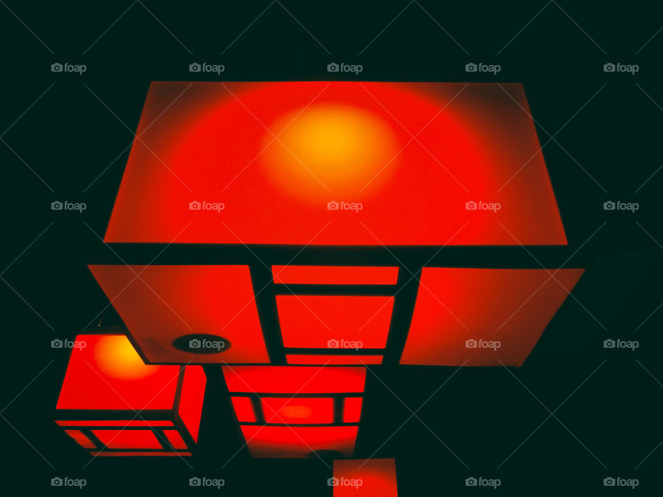 Illuminated modern ceiling lights.