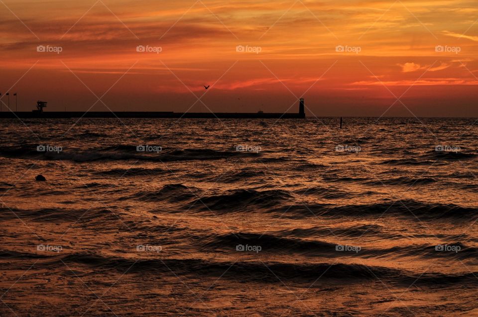 august sunrise over the baltic sea in poland