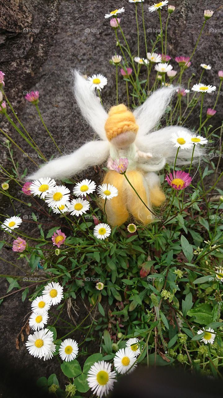 A fairy between the flowers