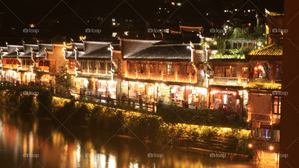 In the night Fenghuang county in western Hunan Province