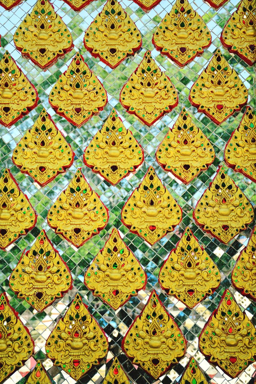 The beauty of the church walls in Thai temples
