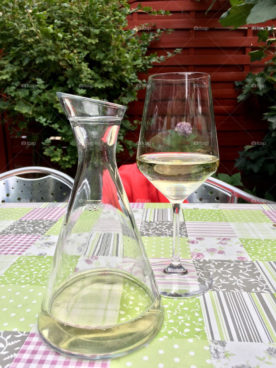 White wine at the peak summer 