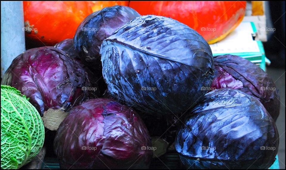 red cabbage in a street market