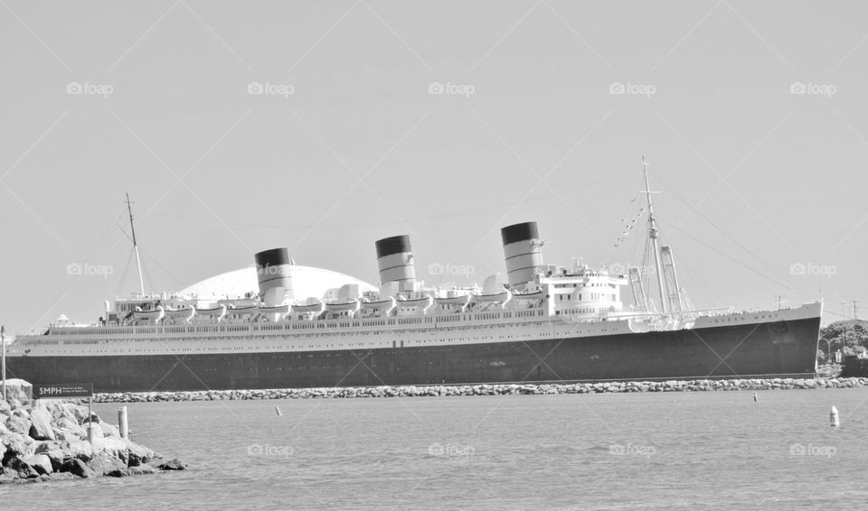 The Queen Mary live and in person docked in Long Beach, California