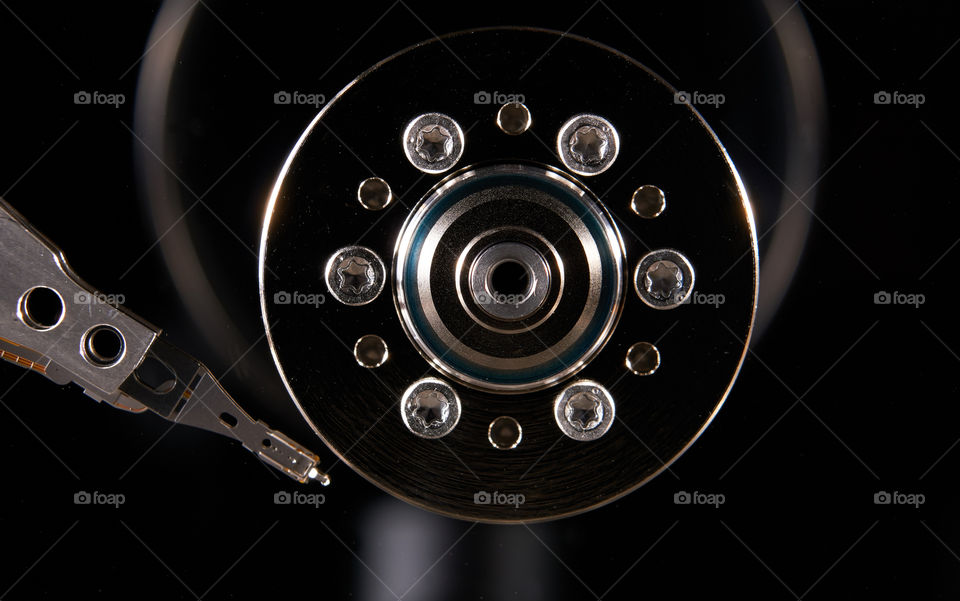 The inner workings of a computer hard drive