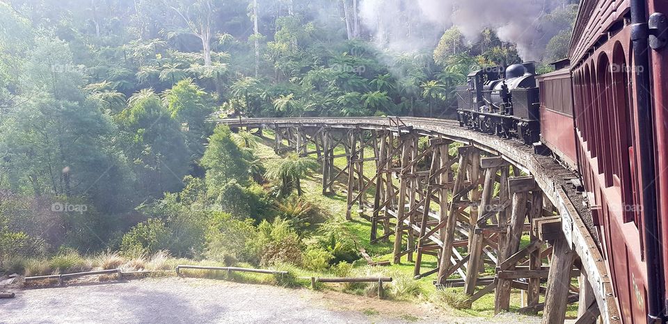 Steam Train on Bridge