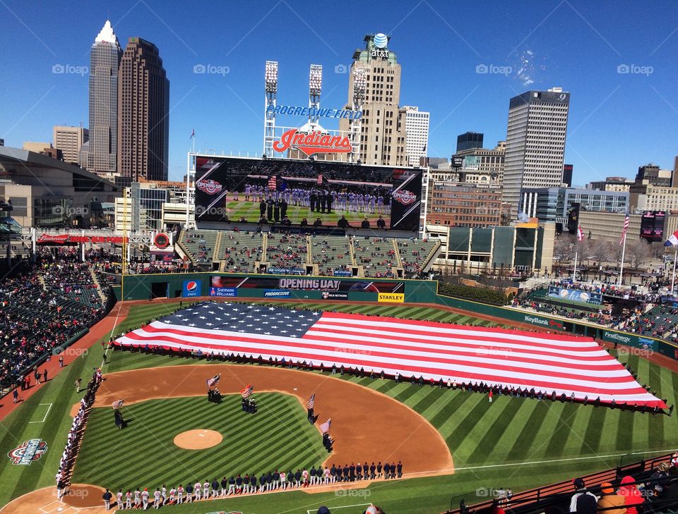 Opening day at the Cleveland Indians progressive field