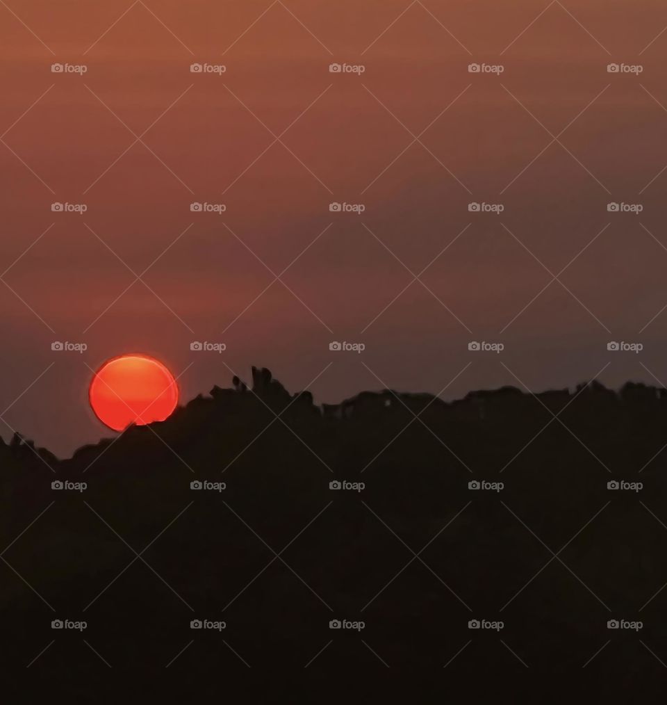 Red sunset on a beautiful August afternoon.