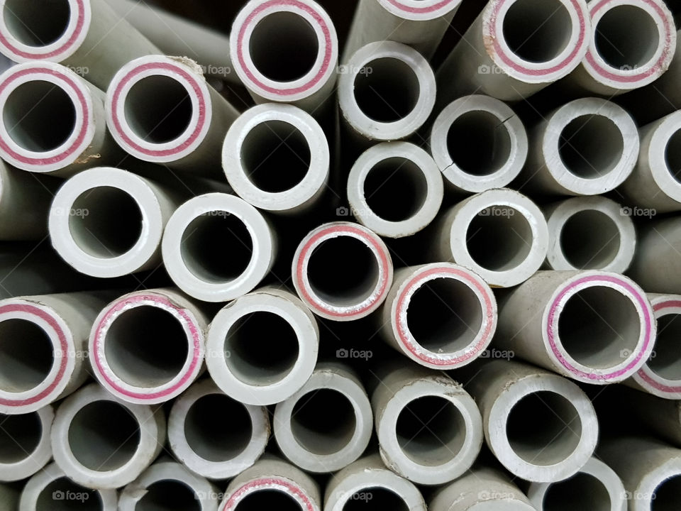 plastic pipes background.  circle shapes of industrial concept!