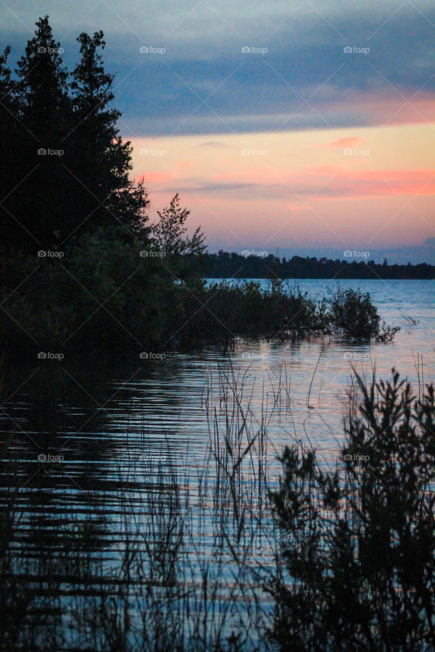 Drummond island sunset treeline