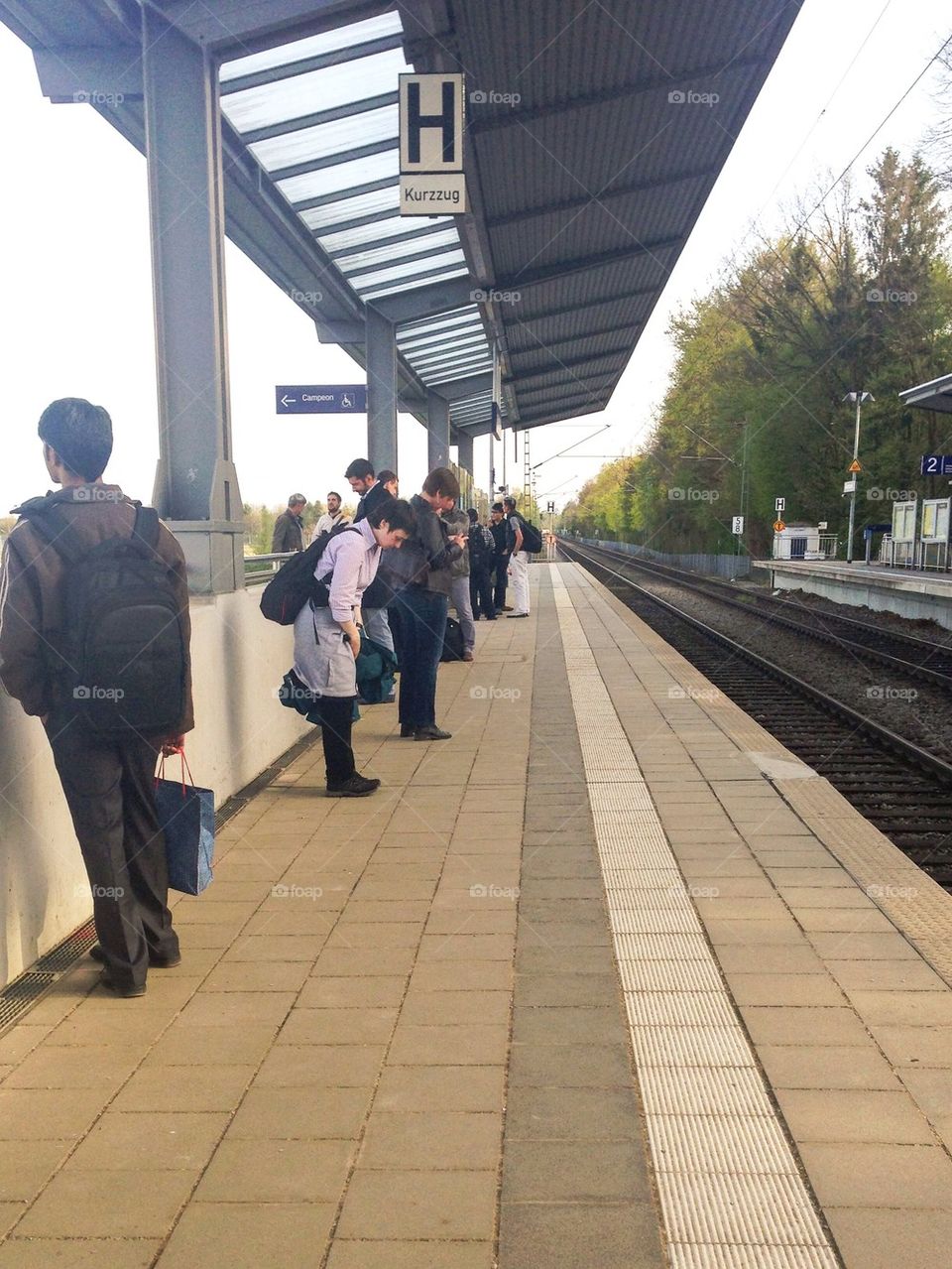 People waiting on train