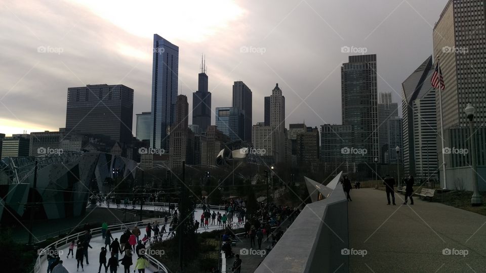 Chicago Ice skating Skyline