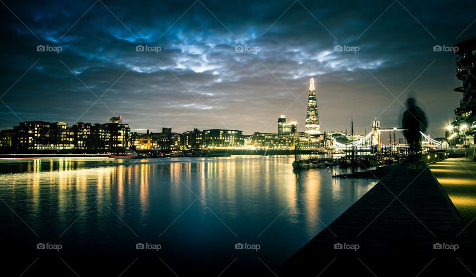 City, Sunset, Water, Architecture, Reflection