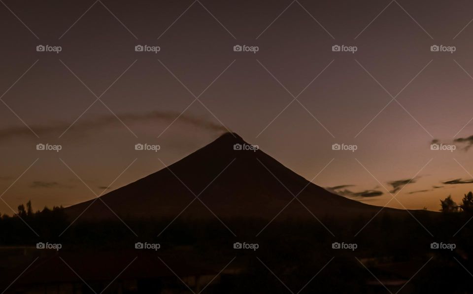 Silhouette of Beautiful Mayon at Dawn