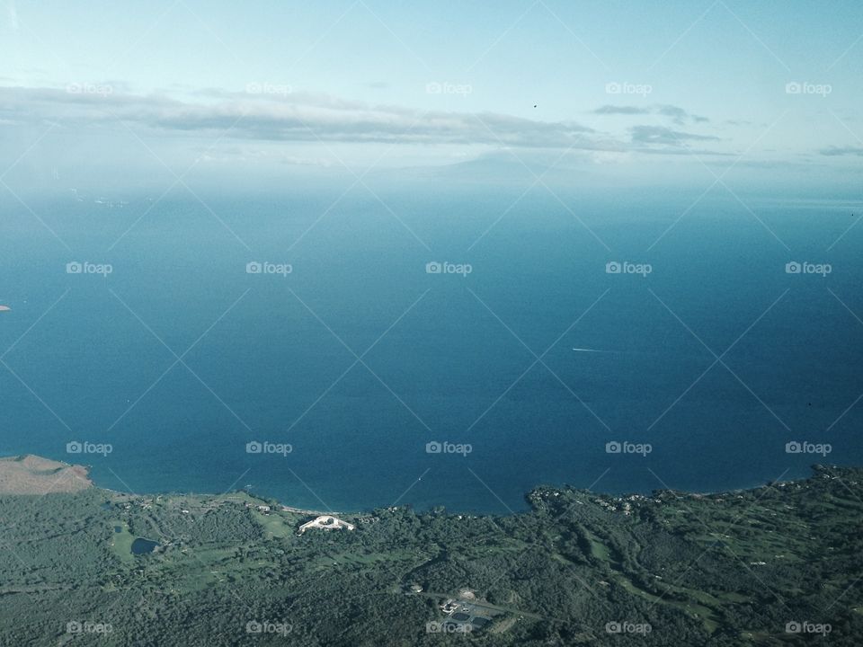 Maui, Hawaii coastline. The Pacific Ocean. Taken from a plane. 