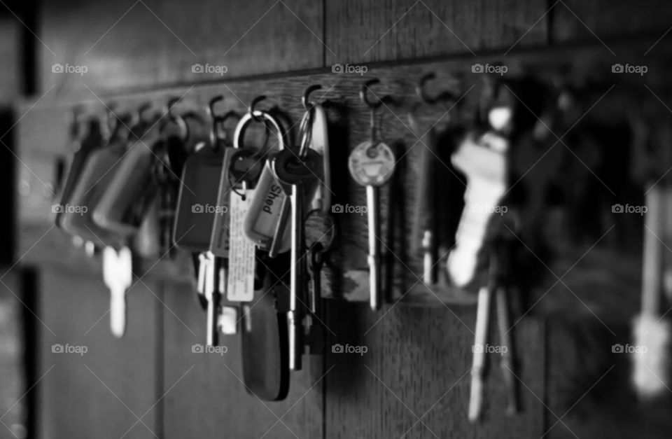black and white collection of keys