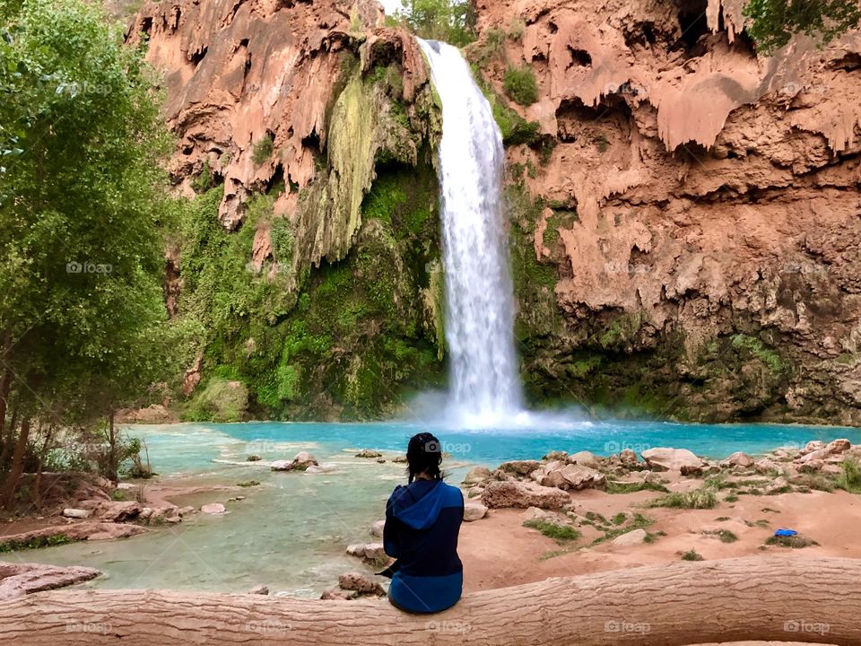 Taking in the amazing beauty of Havasu Falls after a very long hike into the canyon. 