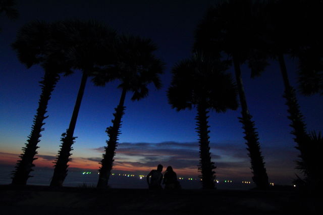 romantic in sunset. couple in sunset time