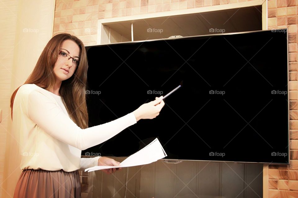 Business woman near desk. Business woman near desk