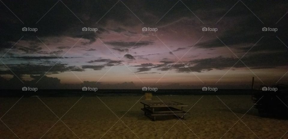 cloudy Morning sunrise on Hollywood beach; South Florida
