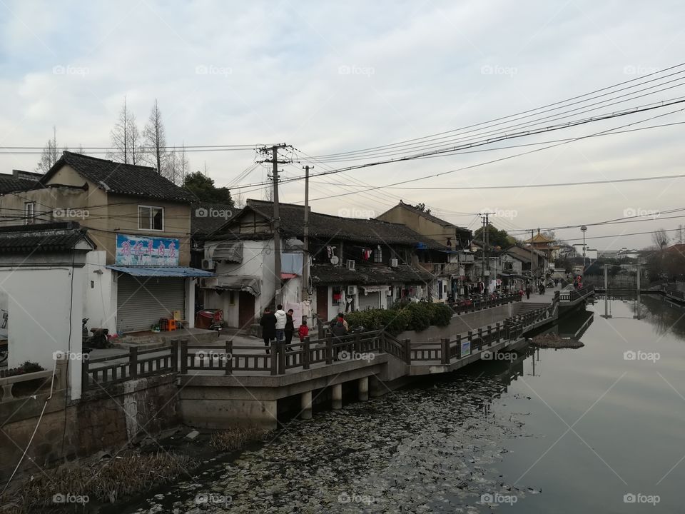 Chinese houses by the river