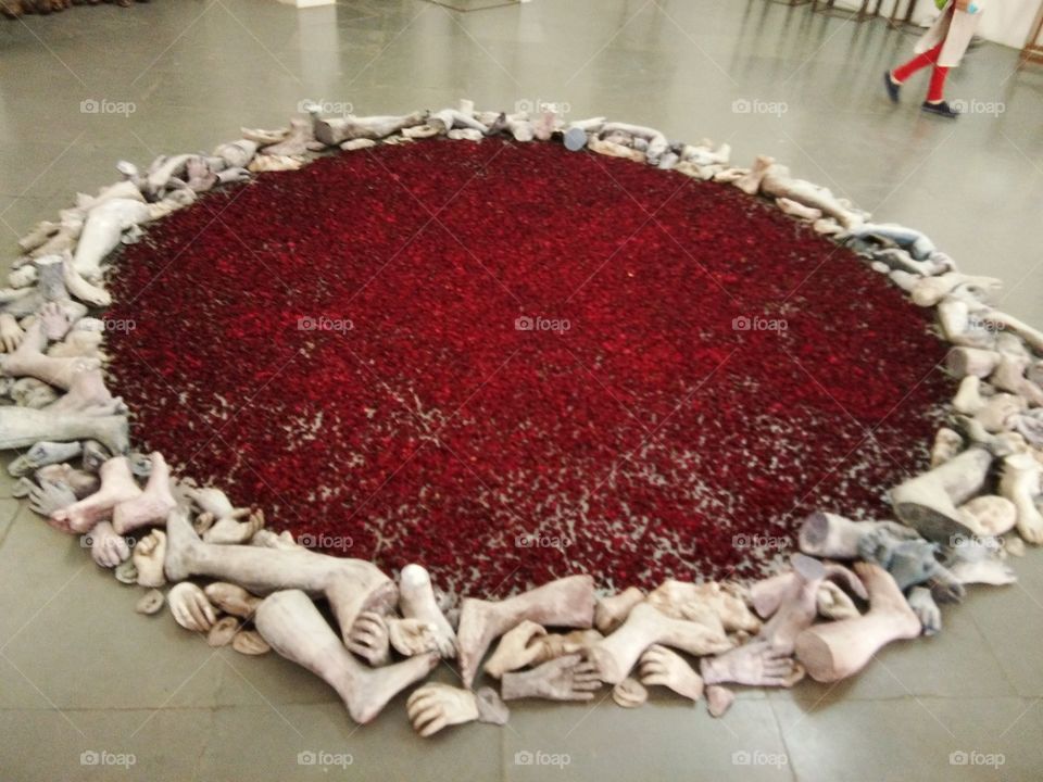 Human Bones surrounds Bloody Roses