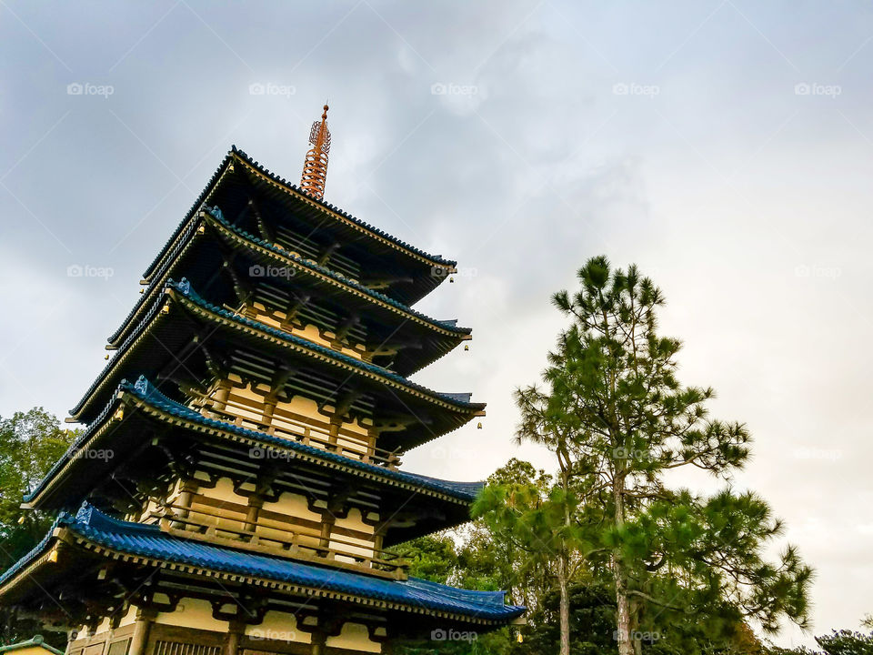 Japanese tower in epcot.