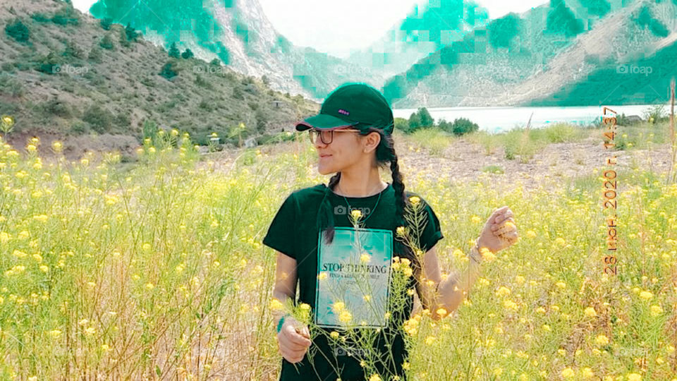 Yellow flowers and me. Picnic in the mountains.. and yellow mood.