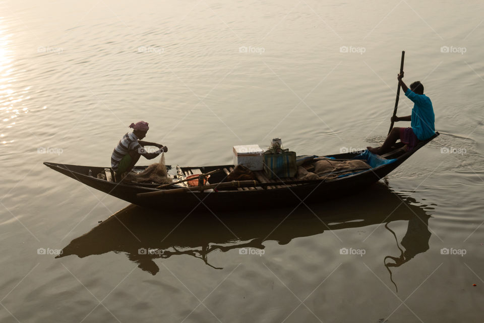 The fishermen are fishing with net