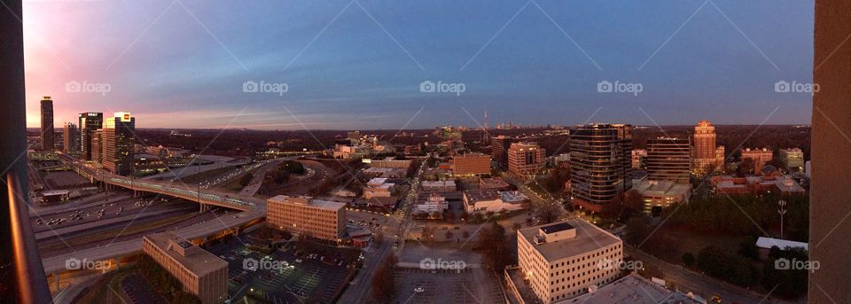 Evening sunset high rise in midtown Atlanta