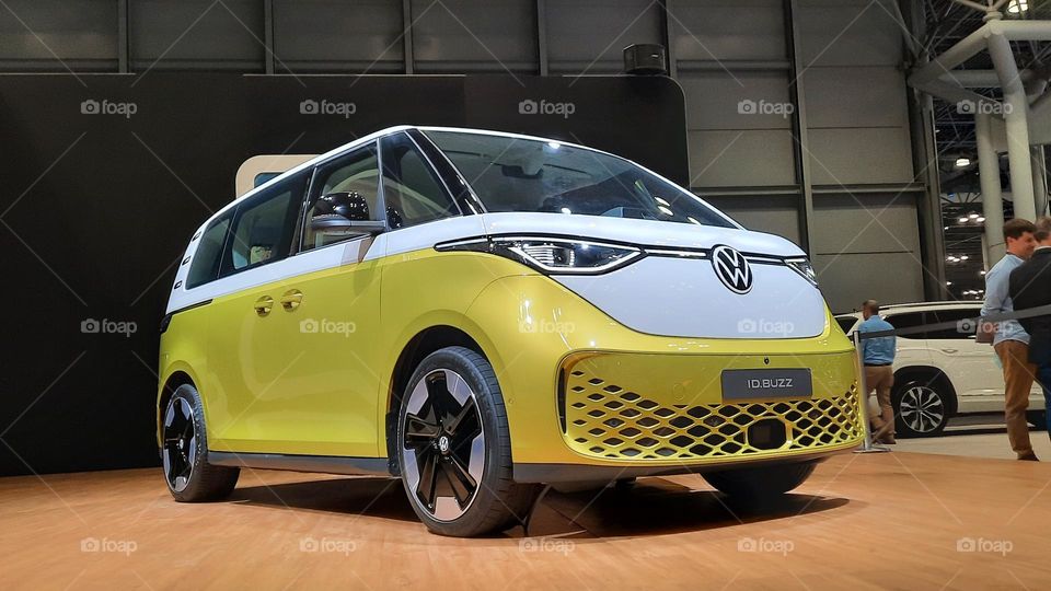 All-electric Volkswagen I.D Buzz on display at the New York Autoshow.