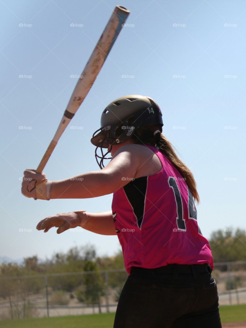 Softball Batter in pink Jersey #14