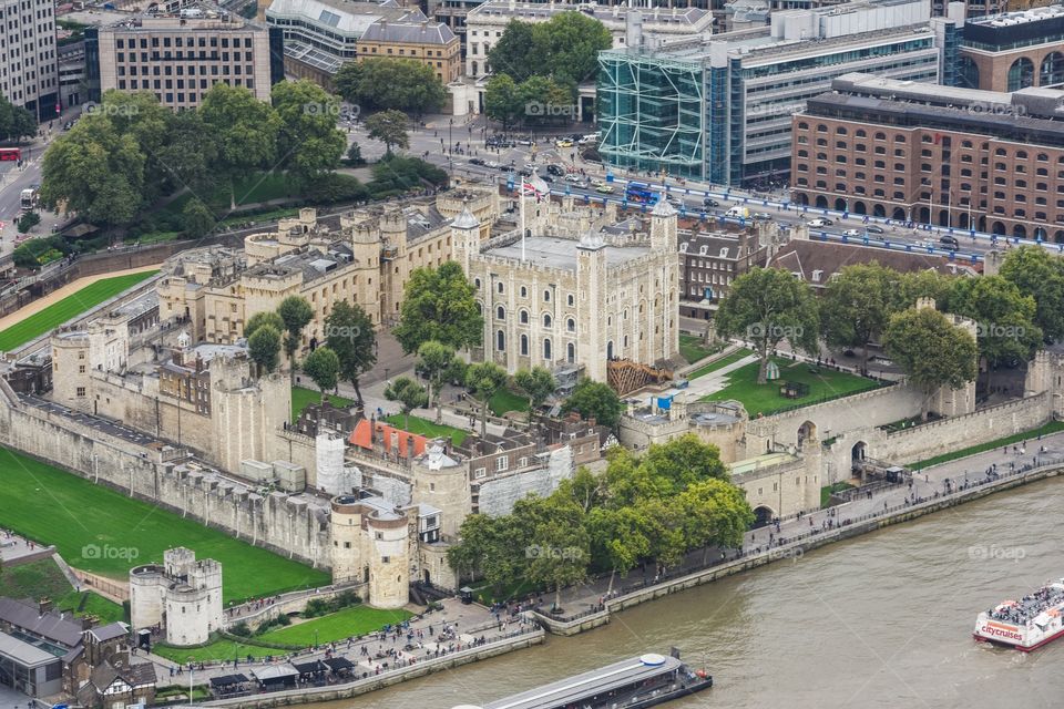 Aerial Overview of tower of London from the shard.
