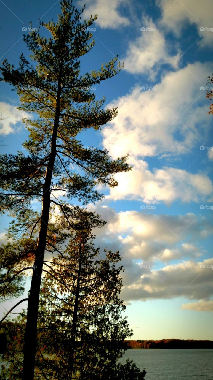 Sun Sky and water in fall