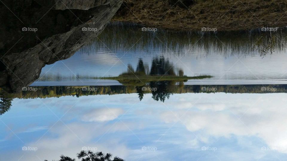Upside down lake mirror